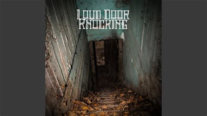 Bang loudly as a door