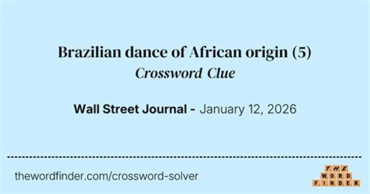 Brazilian dance Crossword Clue 5 letters Answer