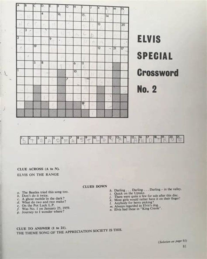 Christmas color for Elvis Crossword Clue