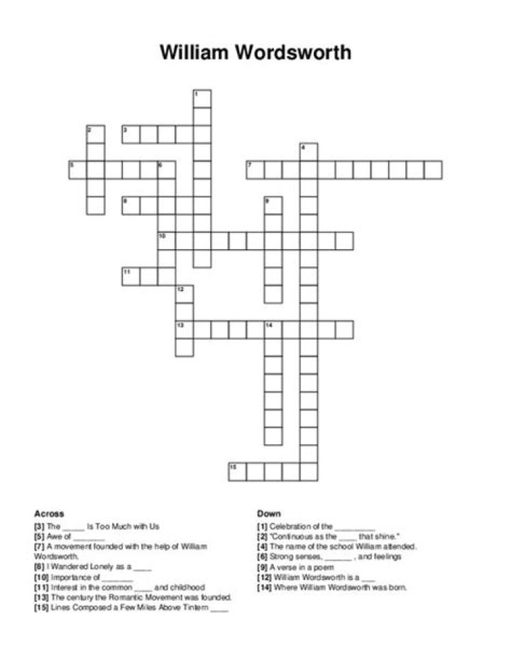 Daily Themed Mini Maya Angelou or William Wordsworth, e.g. Crossword Clue
