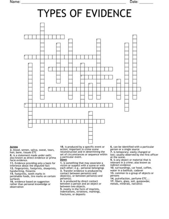 Evidence Crossword Clue USA Today Answer