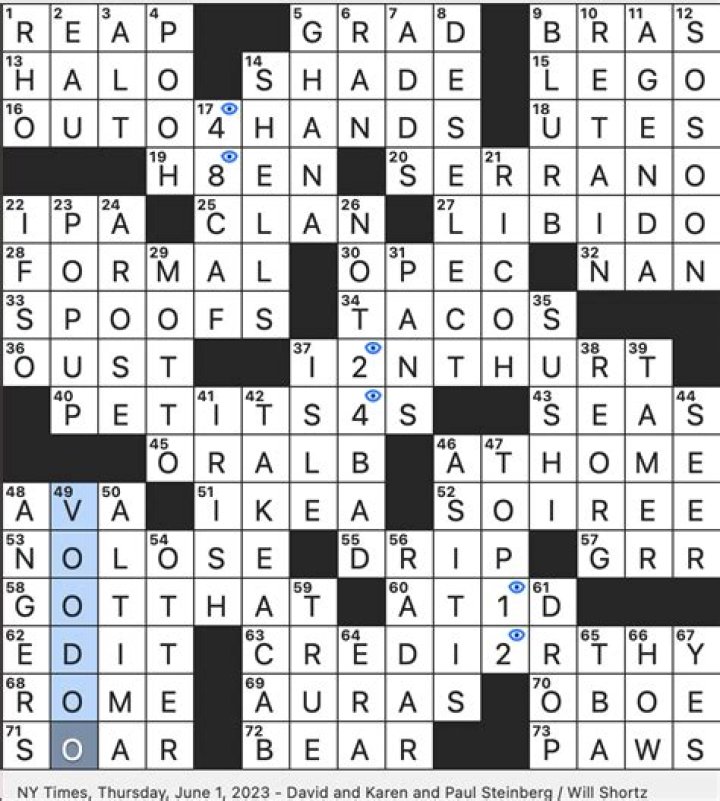 Fancy broad tie NYT Crossword Clue
