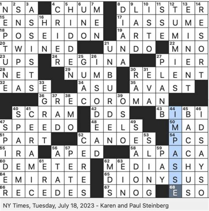 Harvest goddess with a daughter in the underworld NYT Crossword Puzzles Clue and Answers