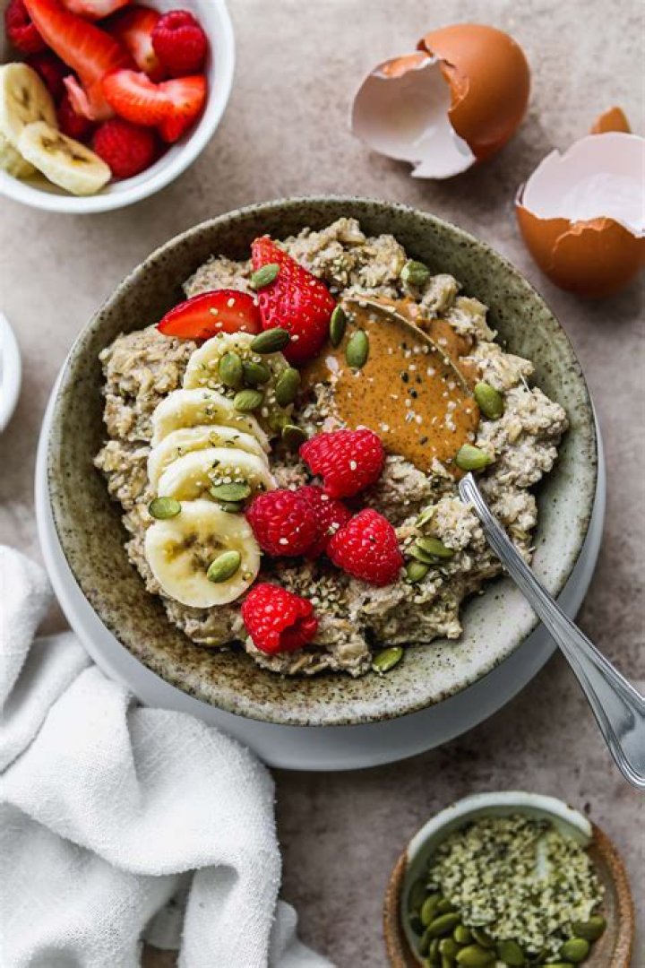 Healthy breakfast option with fruits and oats