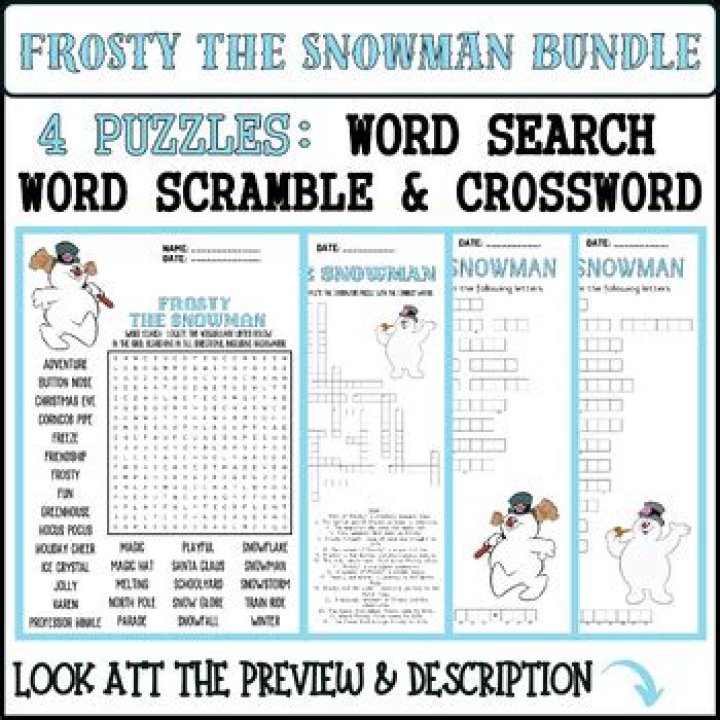 LA Times Disney snowman Crossword Clue Answers with 4 letters