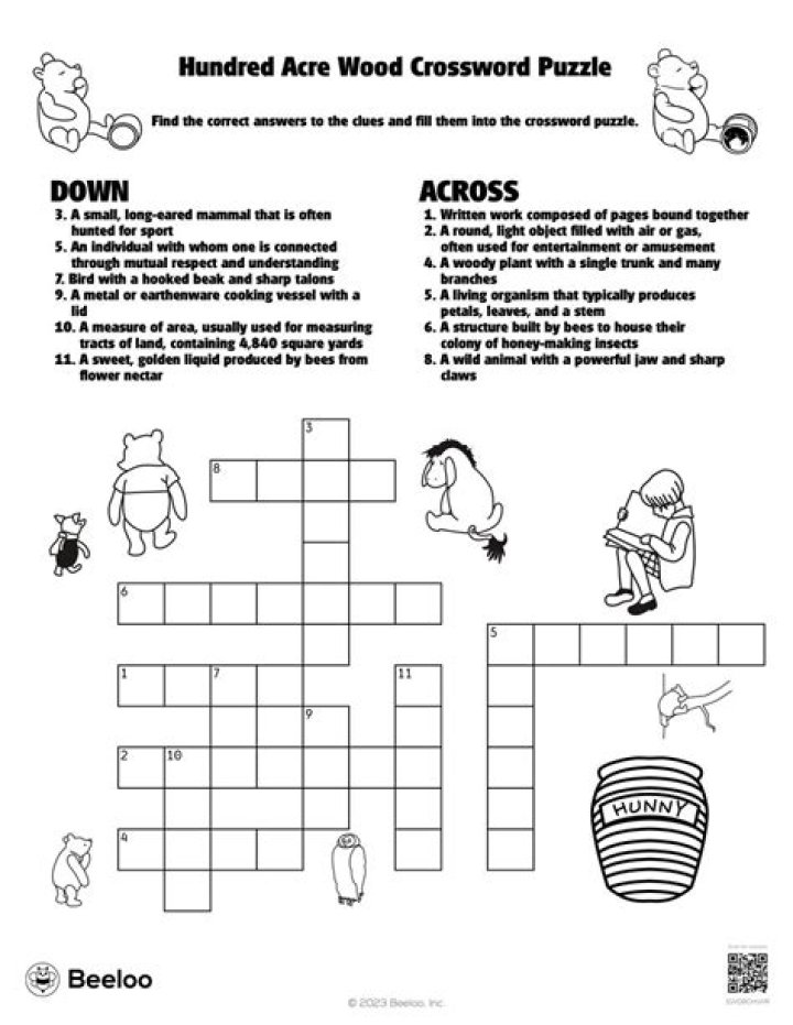 LA Times Hundred Acre Wood kid Crossword Clue