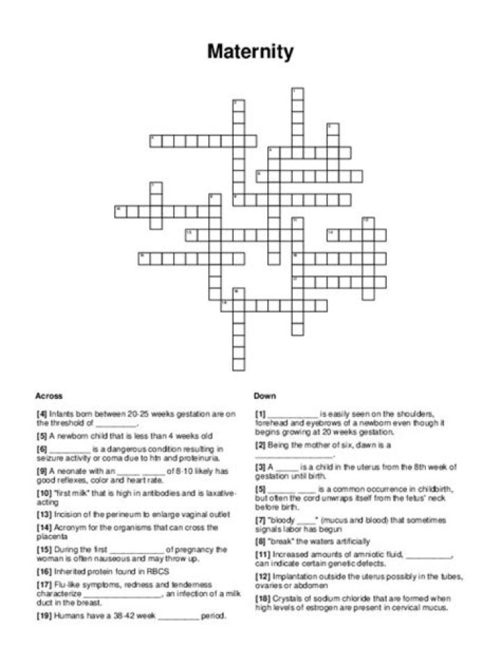 Maternity ___ Crossword Clue