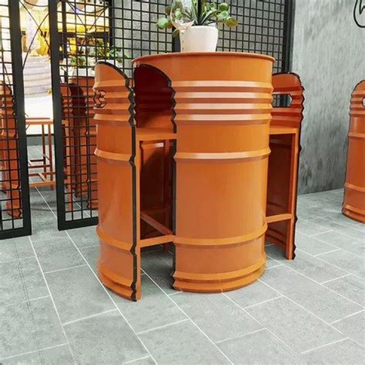 Metal barrel in a taproom