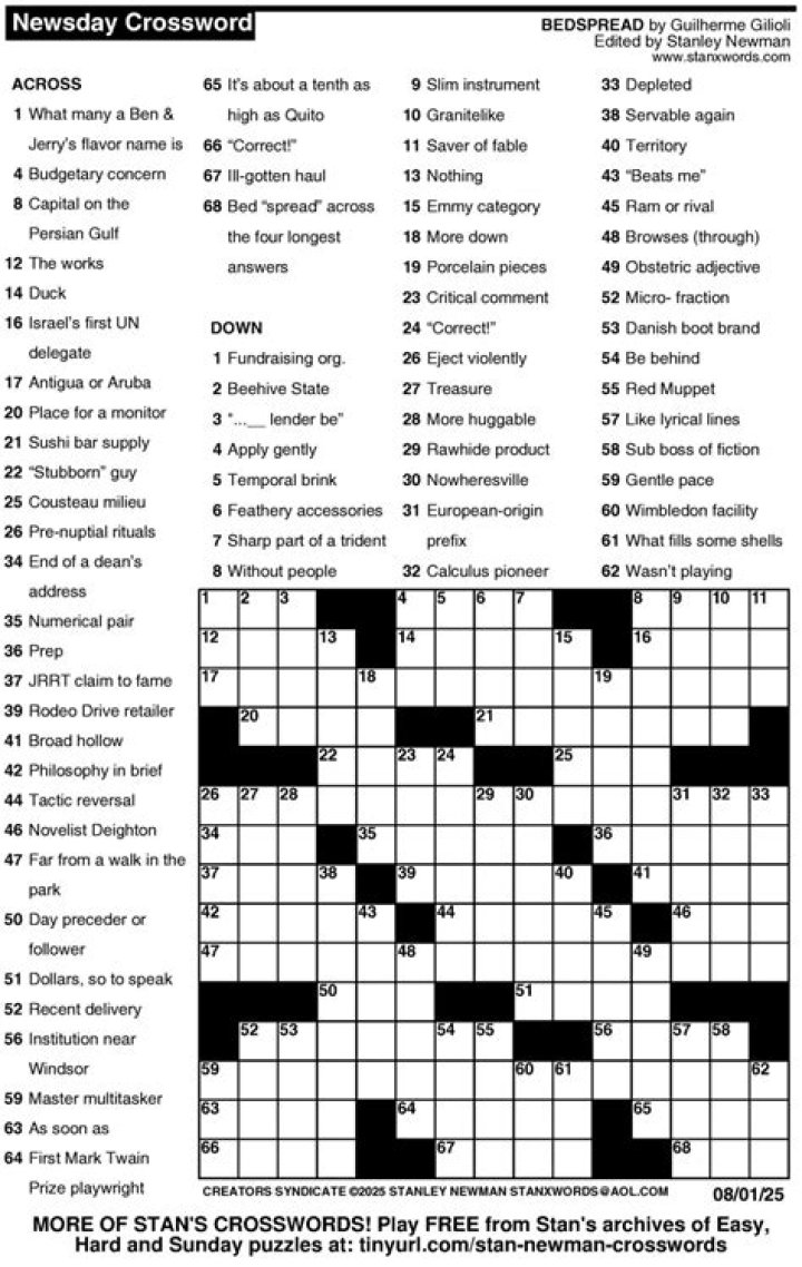 Newsday Abbey resident Crossword Puzzle clues and Answers