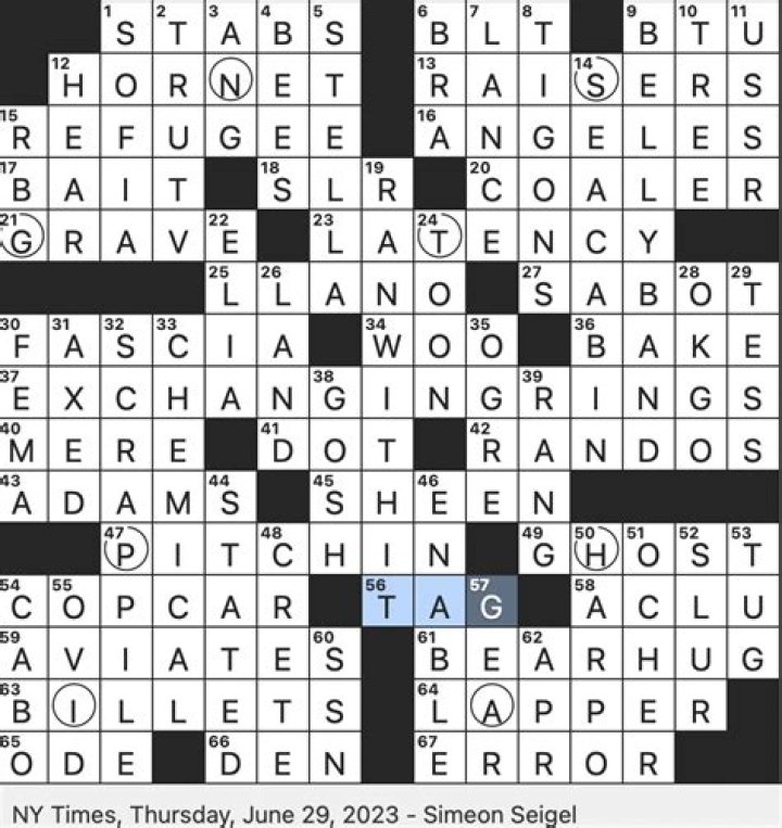 NYT Crossword Answers for June 29 2023