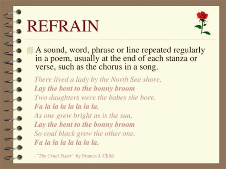 Sounds after tra in a refrain: 2 wds.