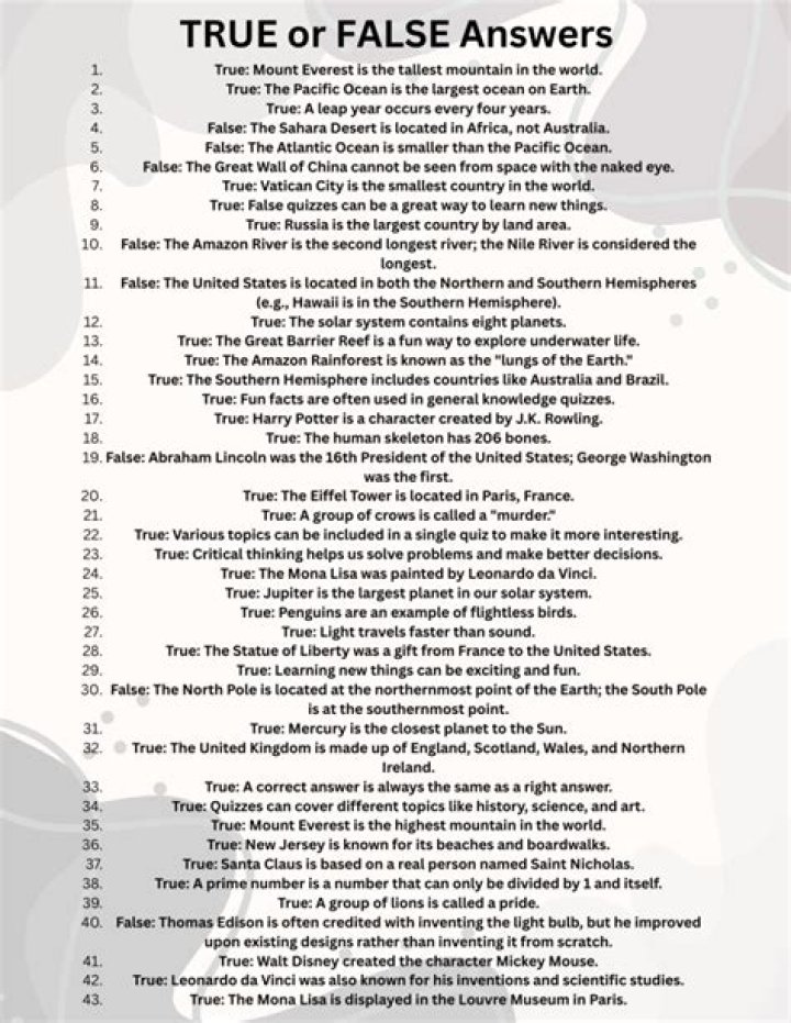 They might include true-false questions