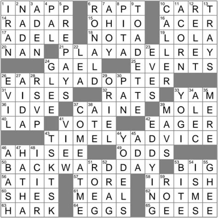 Track racer WSJ Crossword Clue