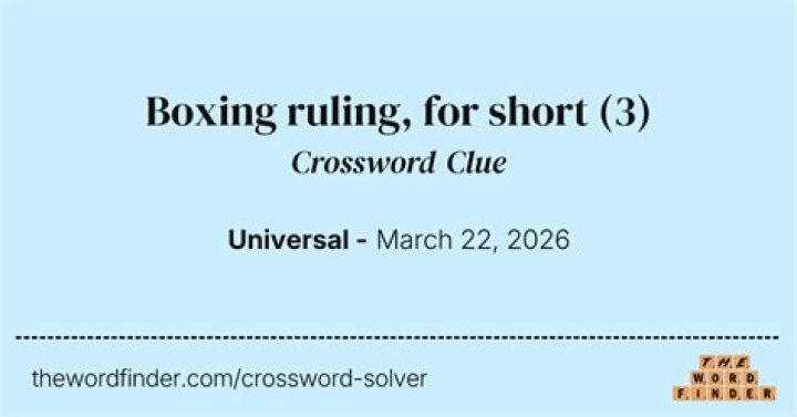 Universal Boxing ruling, for short Crossword Clue