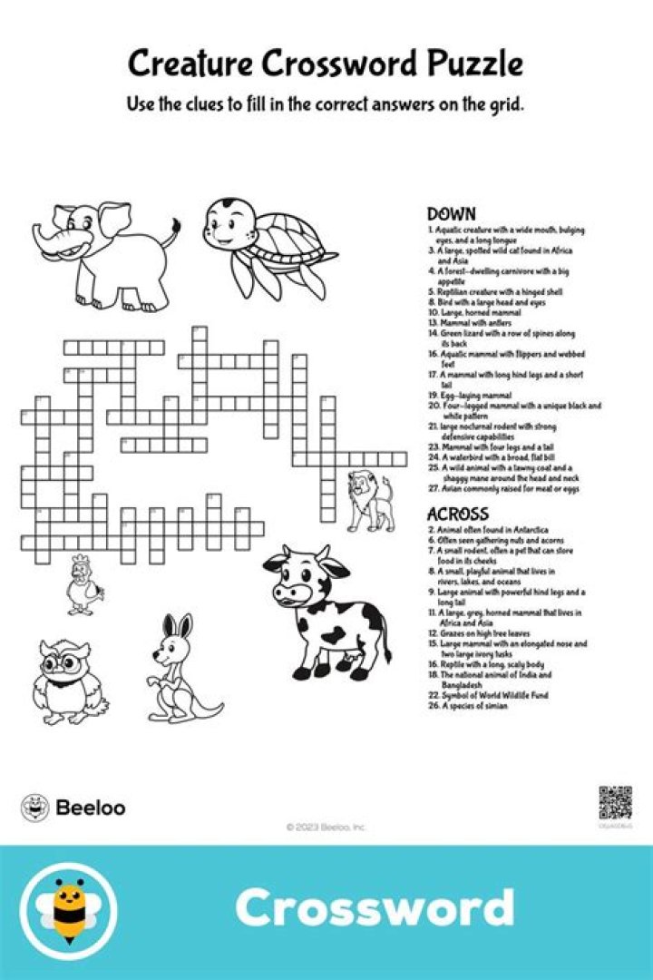 USA Today Large, but sweet, creature Crossword Clue
